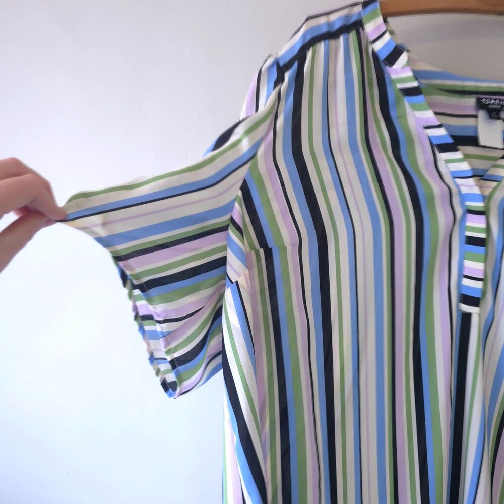 Torrid Harper 3 Button Up Stripe Multicolored Blo… - image 4